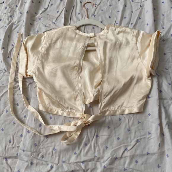 Orseund Iris Silk Crop Top in Ivory - Picture 2 of 3